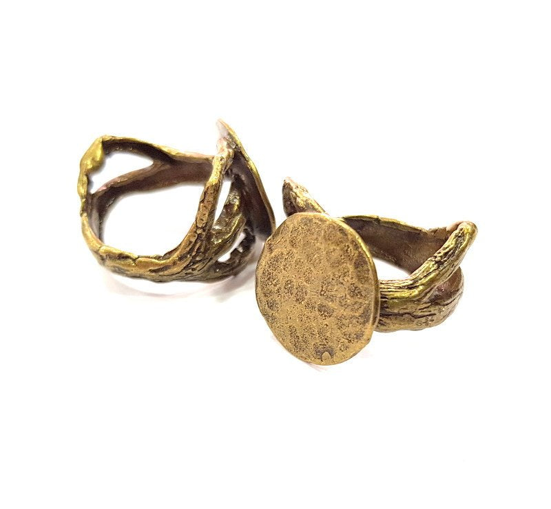Antique Bronze Ring Blank Ring Setting inlay Blank Mosaic Bezel Base Cabochon Mountings (15mm Blank ) Antique Bronze Plated Brass G12951