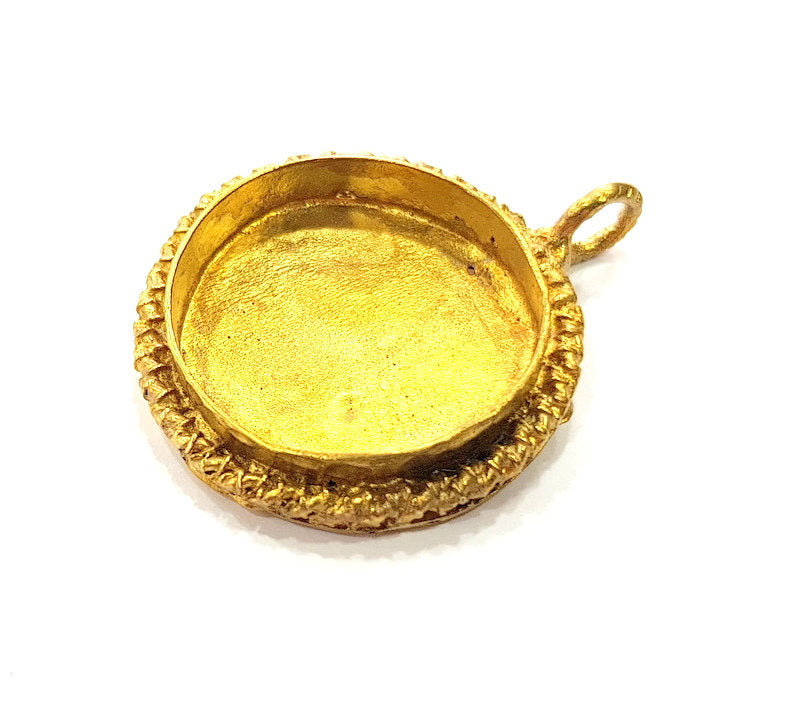 Raw Brass Pendant Blank Mosaic Base Blank inlay Blank Necklace Blank Resin Blank Mountings Cabochon Bezel Base  (23mm blank) G12953