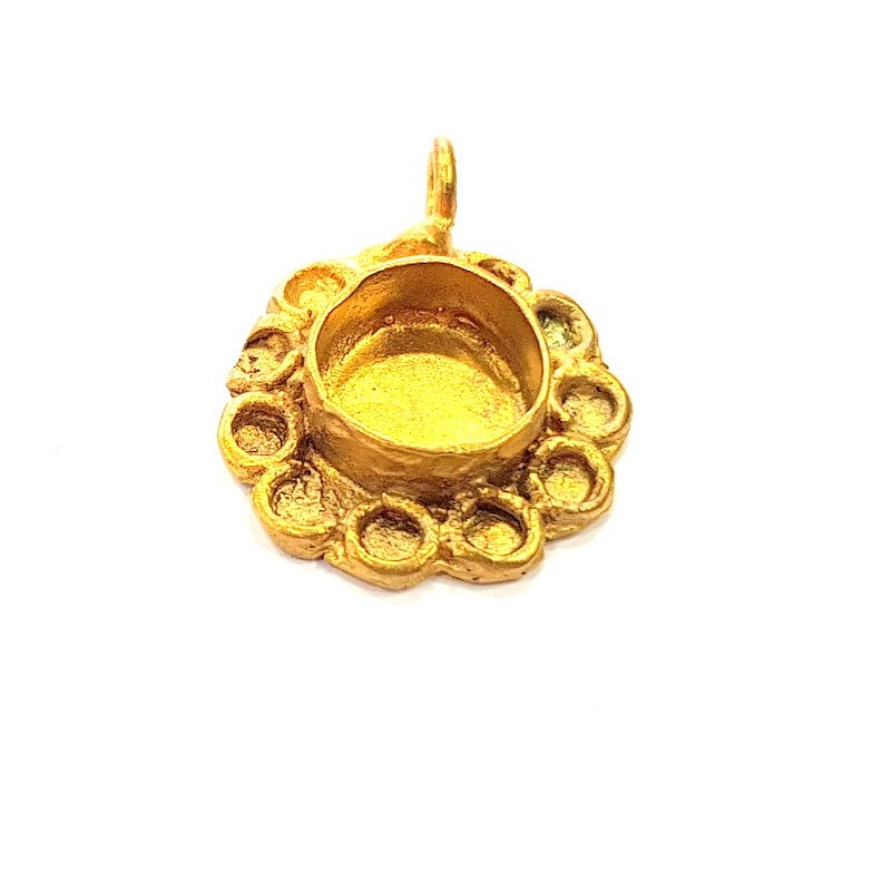 Raw Brass Pendant Blank Mosaic Base Blank inlay Blank Necklace Blank Resin Blank Mountings Cabochon Bezel Base  (10mm blank) G12957