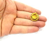 Raw Brass Pendant Blank Mosaic Base Blank inlay Blank Necklace Blank Resin Blank Mountings Cabochon Bezel Base  (10mm blank) G12957