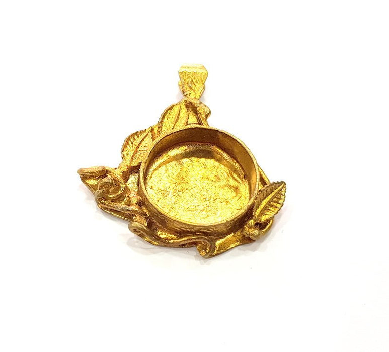 Raw Brass Pendant Blank Mosaic Base Blank inlay Blank Necklace Blank Resin Blank Mountings Cabochon Bezel Base  (24mm blank) G12964