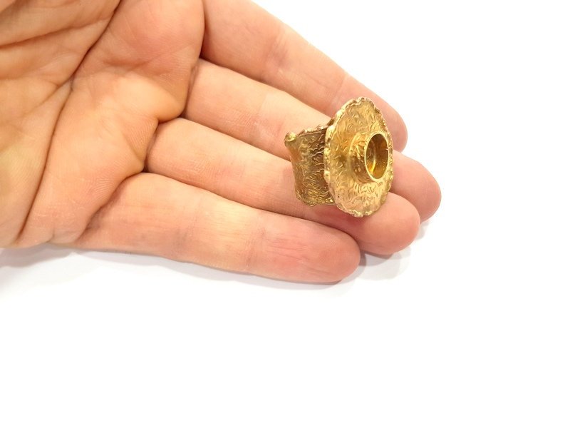 Raw Brass Ring Blank Bezel Settings Cabochon Base Mountings Adjustable Resin Blank  (10mm blank ) G12970