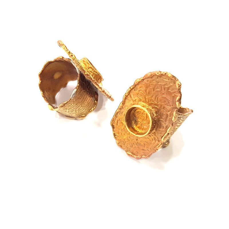 Raw Brass Ring Blank Bezel Settings Cabochon Base Mountings Adjustable Resin Blank  (10mm blank ) G12973