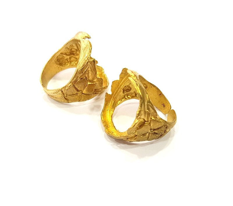 Raw Brass Ring Blank Bezel Settings Cabochon Base Mountings Adjustable Resin Blank  (22x18mm blank ) G12975