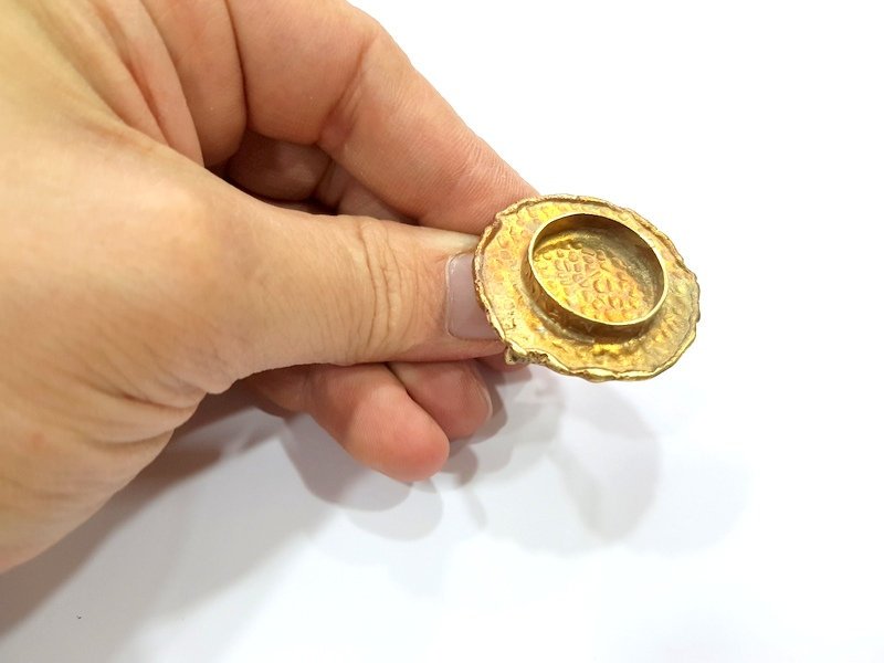 Raw Brass Ring Blank Bezel Settings Cabochon Base Mountings Adjustable Resin Blank  (20mm blank ) G12981