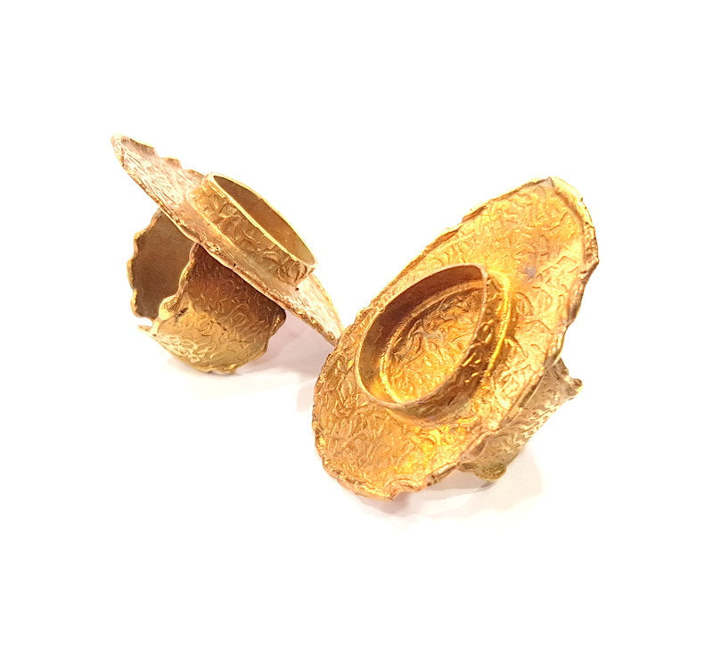 Raw Brass Ring Blank Bezel Settings Cabochon Base Mountings Adjustable Resin Blank  (20x15mm blank ) G12982