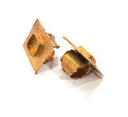 Raw Brass Ring Blank Bezel Settings Cabochon Base Mountings Adjustable Resin Blank  (15x15mm blank ) G12984
