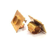 Raw Brass Ring Blank Bezel Settings Cabochon Base Mountings Adjustable Resin Blank  (15x15mm blank ) G12984