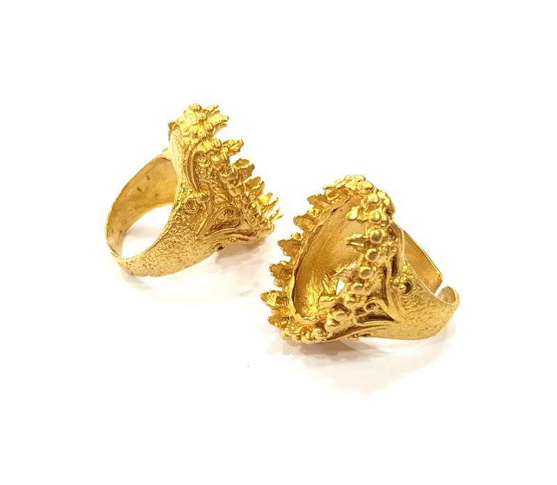 Raw Brass Ring Blank Bezel Settings Cabochon Base Mountings Adjustable Resin Blank  (24x17mm blank ) G12985
