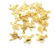 5 Fish Charm Shiny Gold Plated Charm Gold Plated Metal (19x16mm)  G12991