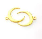 2 Crescent Charm Gold Moon Charm Gold Plated Charms  (28mm)  G12999