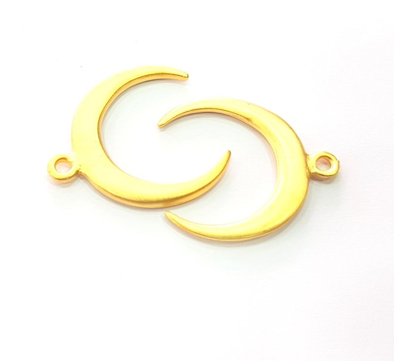 2 Crescent Charm Gold Moon Charm Gold Plated Charms  (28mm)  G12999