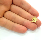 10 Butterfly Charm Shiny Gold Plated Charm Gold Plated Metal (15x13mm)  G13002