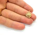 10 Sun Charm Shiny Gold Plated Charm Gold Plated Metal (18x14mm)  G13003
