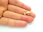 10 Fish Charm 24k Shiny Gold Charm (24x10mm)  G13006