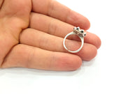 Silver Ring Setting Resin Ring Blank Cabochon Base inlay Ring Mounting Adjustable Ring Base Bezel (10mm) Antique Silver Plated Brass G13014