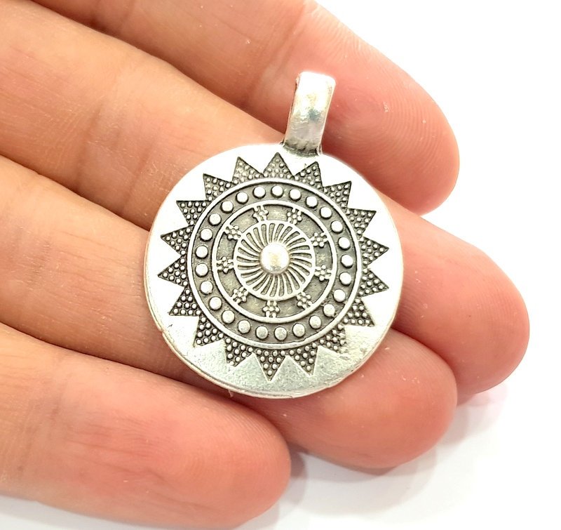 2 Silver Charms Antique Silver Plated Metal (38x28mm) G13021