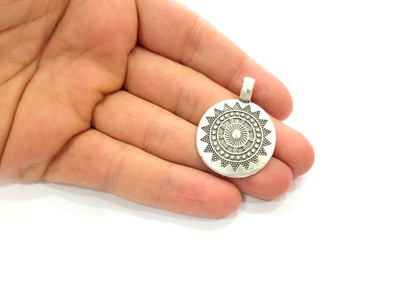 2 Silver Charms Antique Silver Plated Metal (38x28mm) G13021