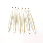 6 Feather Charms Antique Silver Plated Metal (55x4mm) G13667