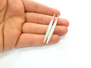 6 Feather Charms Antique Silver Plated Metal (55x4mm) G13667