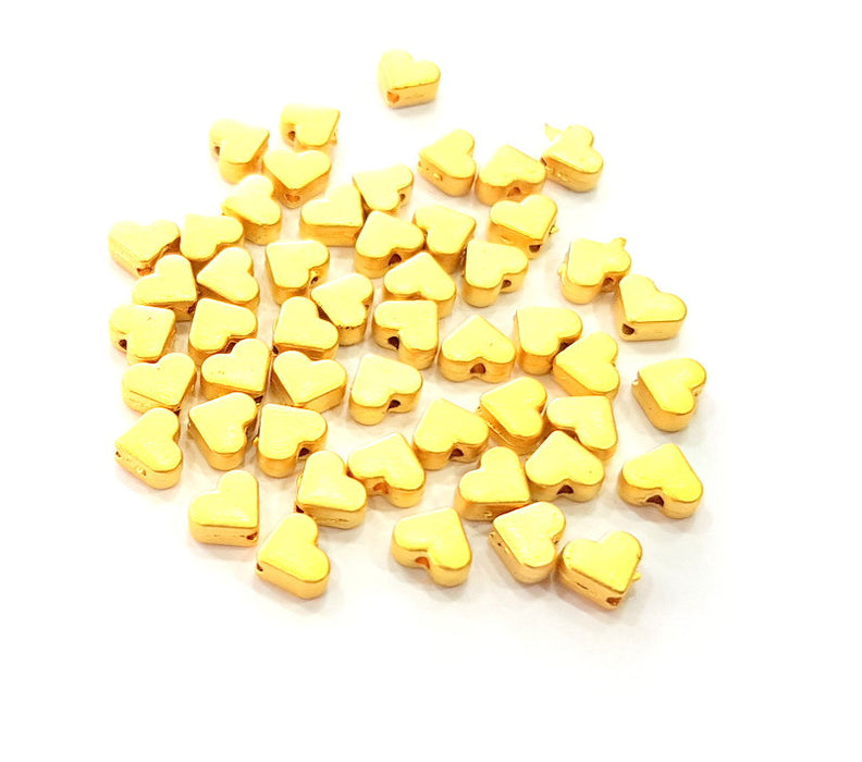 10 Gold Plated Heart Charms (7 mm)  G13025