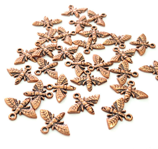 30 Bee Charm Antique Copper Charm Antique Copper Plated Metal (17x13mm) G13026
