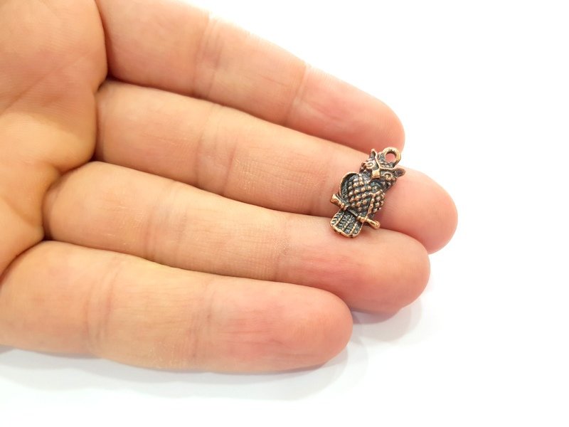 10 Owl Charm Antique Copper Charm Antique Copper Plated Metal (21x11mm) G13668