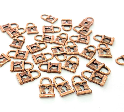 20 Lock Charm Antique Copper Charm Antique Copper Plated Metal (15x9mm) G13032