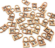 20 Lock Charm Antique Copper Charm Antique Copper Plated Metal (15x9mm) G13032