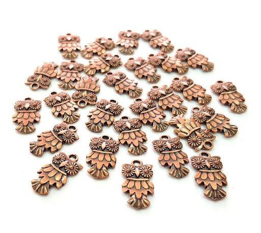20 Owl Charm Antique Copper Charm Antique Copper Plated Metal (18x10mm) G13033