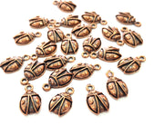 20 Ladybug Charm Antique Copper Charm Antique Copper Plated Metal (16x10mm) G13035