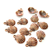 10 Oyster Charms Shell Charm Mussel Charms Sea Ocean Antique Copper Charm Antique Copper Plated Metal (19x13mm) G13037