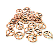 20 Peace Charm Antique Copper Charm Antique Copper Plated Metal (14mm) G13038