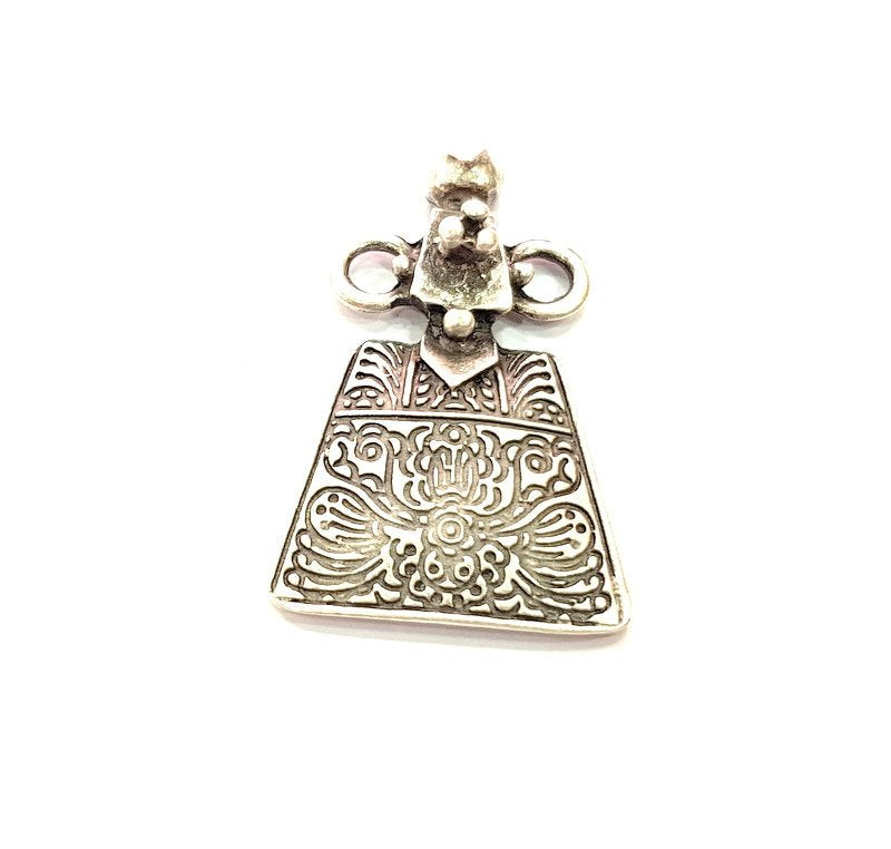 Silver Pendant Connector Antique Silver Plated Metal (43x26mm) G14434