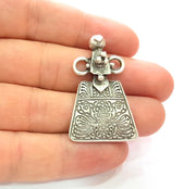 Silver Pendant Connector Antique Silver Plated Metal (43x26mm) G14434
