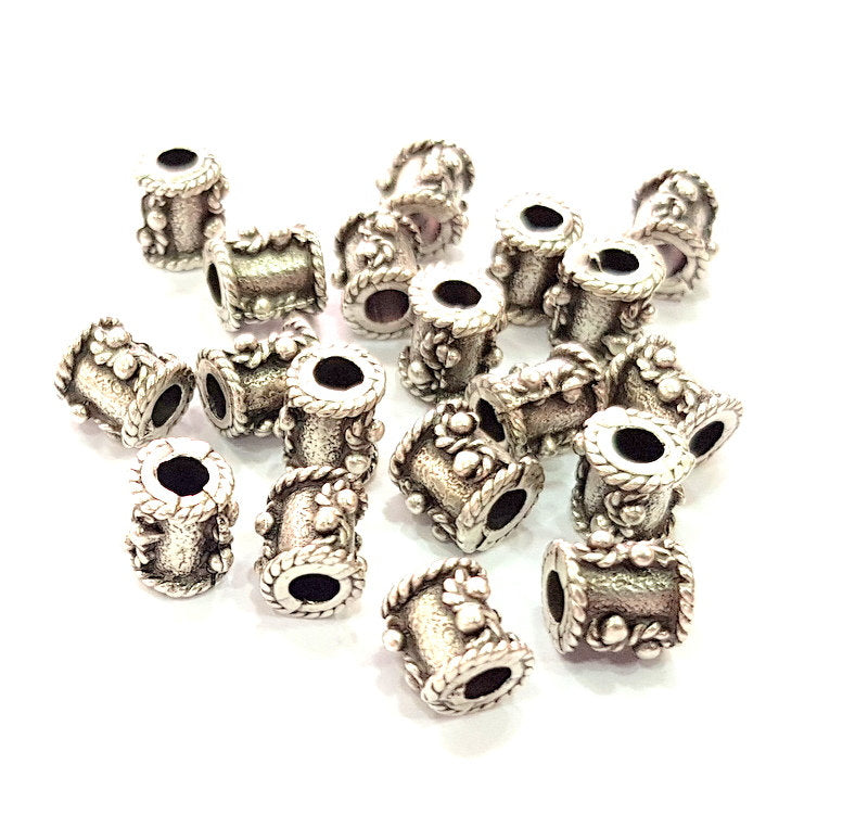 10 Silver Rondelle Beads Antique Silver Plated Beads 10x8mm  G13090