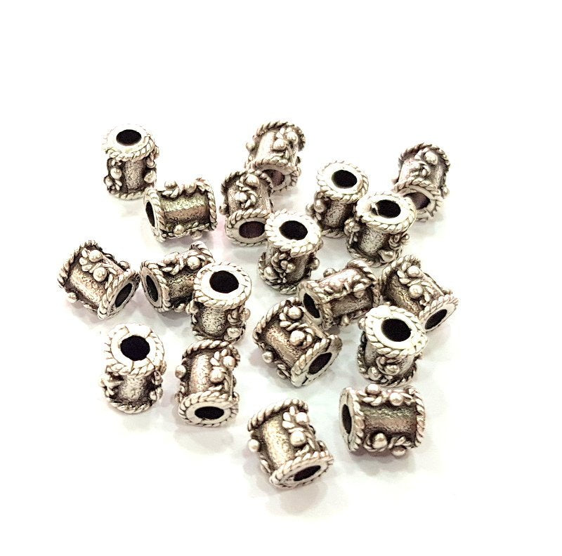 10 Silver Rondelle Beads Antique Silver Plated Beads 10x8mm  G13090