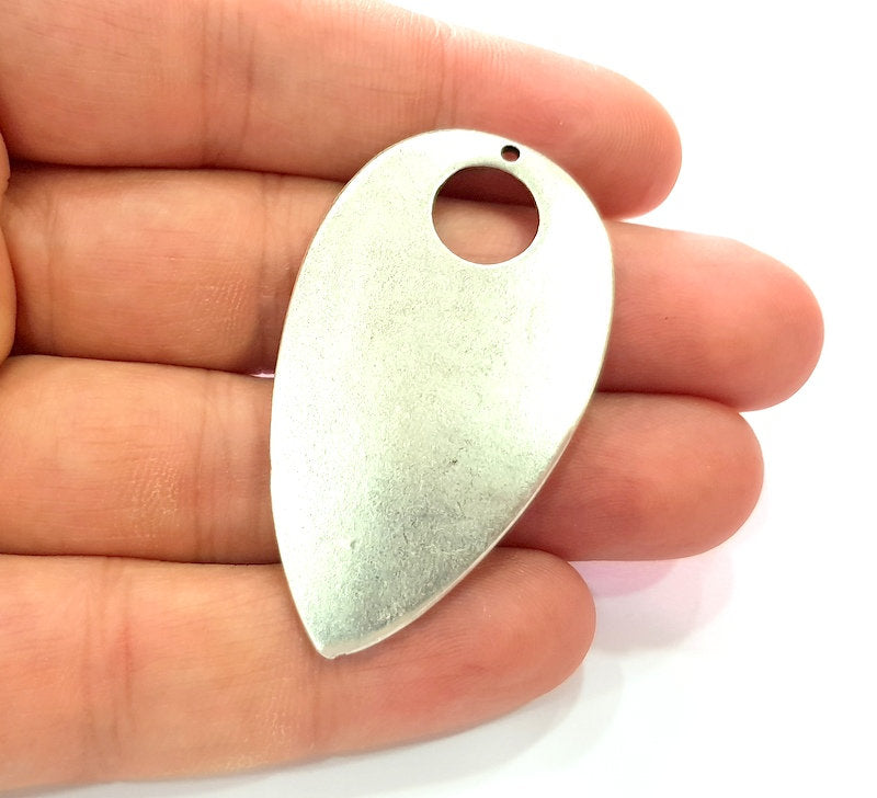 Silver Pendant Antique Silver Plated Metal (52x30mm) G13091