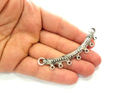 Silver Connector Pendant Antique Silver Plated Metal (77x11mm) G13095