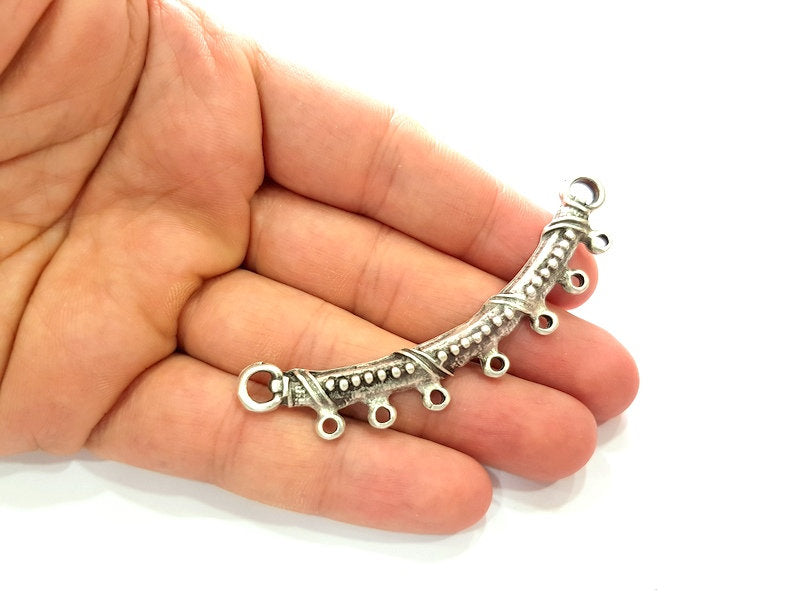 Silver Connector Pendant Antique Silver Plated Metal (77x11mm) G13095
