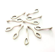 10 Silver Charms Antique Silver Plated Metal (29x7mm) G13098