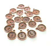 20 Clock Charm Antique Copper Plated Metal (16x13mm) G13108