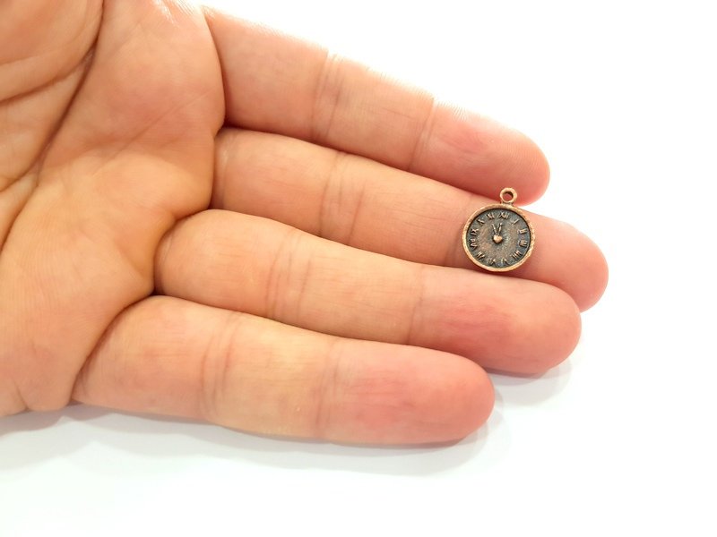 20 Clock Charm Antique Copper Plated Metal (16x13mm) G13108