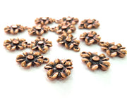 10 Flower Charm Antique Copper Plated Metal (17x13mm) G13110