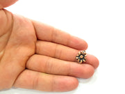 10 Flower Charm Antique Copper Plated Metal (17x13mm) G13110
