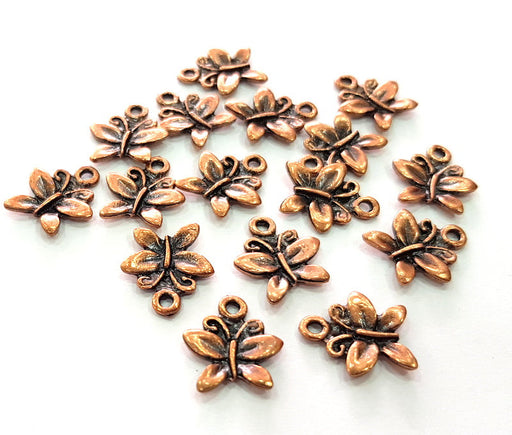 20 Butterfly Charm Antique Copper Plated Metal (14x13mm) G15626