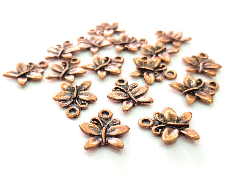 20 Butterfly Charm Antique Copper Plated Metal (14x13mm) G15626