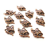 10 Butterfly Charm Antique Copper Plated Metal (21x13mm) G13116