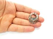 2 Hammered Copper Charm Antique Copper Plated Metal (31x27mm) G13120