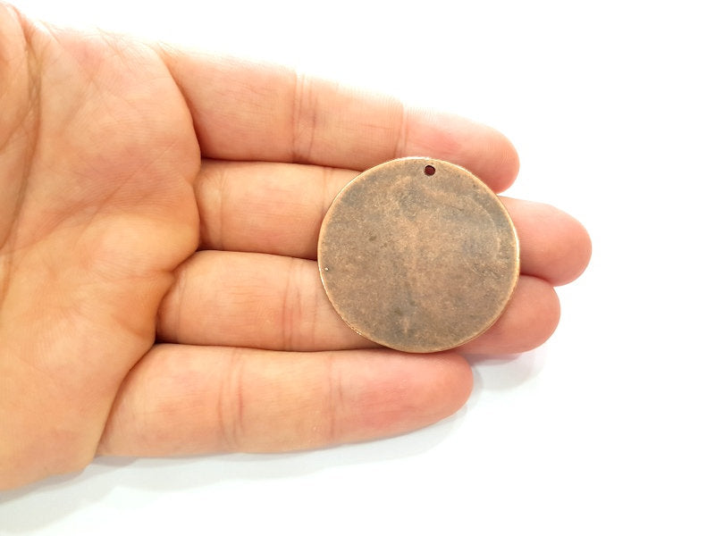 2 Disc Charm Antique Copper Plated Metal (40mm) G13122